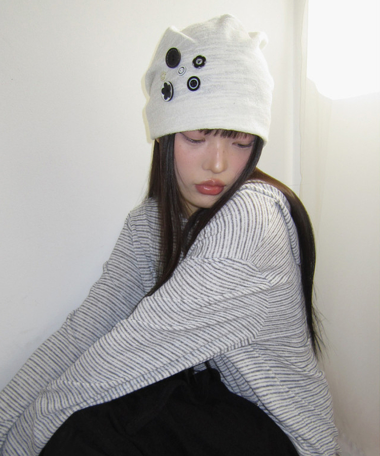 ボタンビーニー IVORY