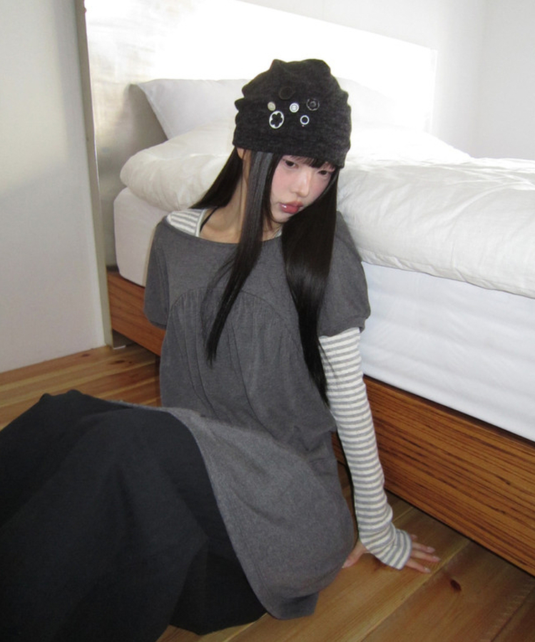 ボタンビーニー CHARCOAL