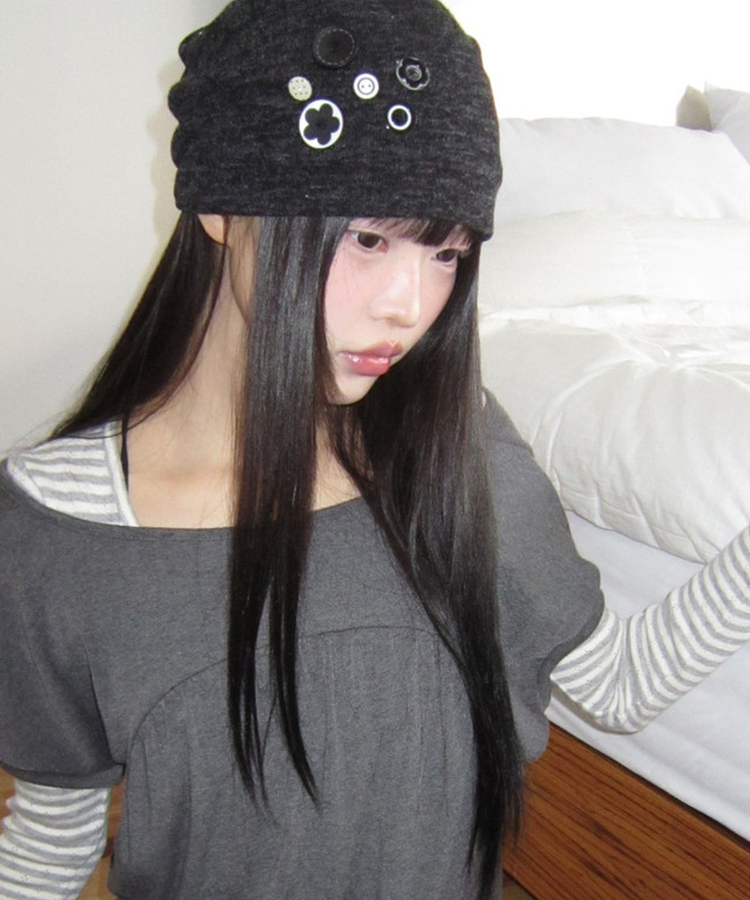 ボタンビーニー CHARCOAL