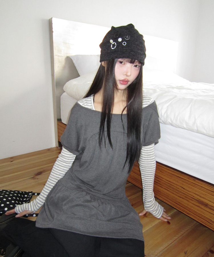 ボタンビーニー CHARCOAL