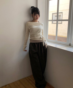 ホルターネックレイヤード長袖Tシャツ BEIGE