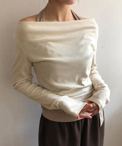 ホルターネックレイヤード長袖Tシャツ BEIGE