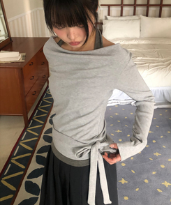 ホルターネックレイヤード長袖Tシャツ LIGHT GRAY