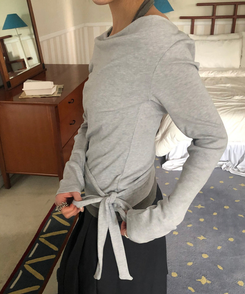 ホルターネックレイヤード長袖Tシャツ LIGHT GRAY