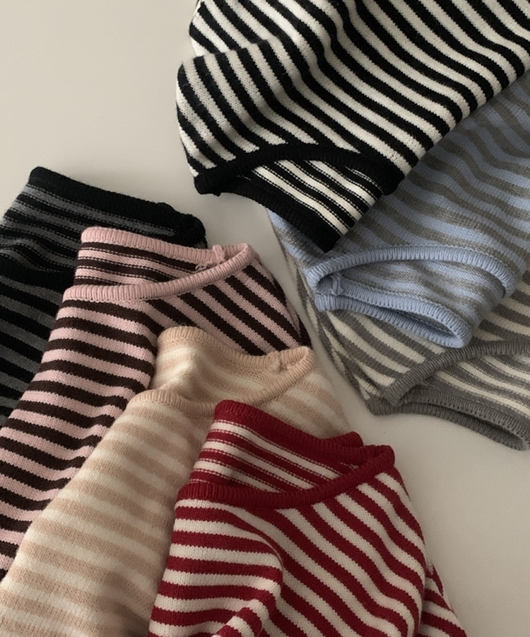 데이빈 스트라이프 라운드 긴팔니트 7color