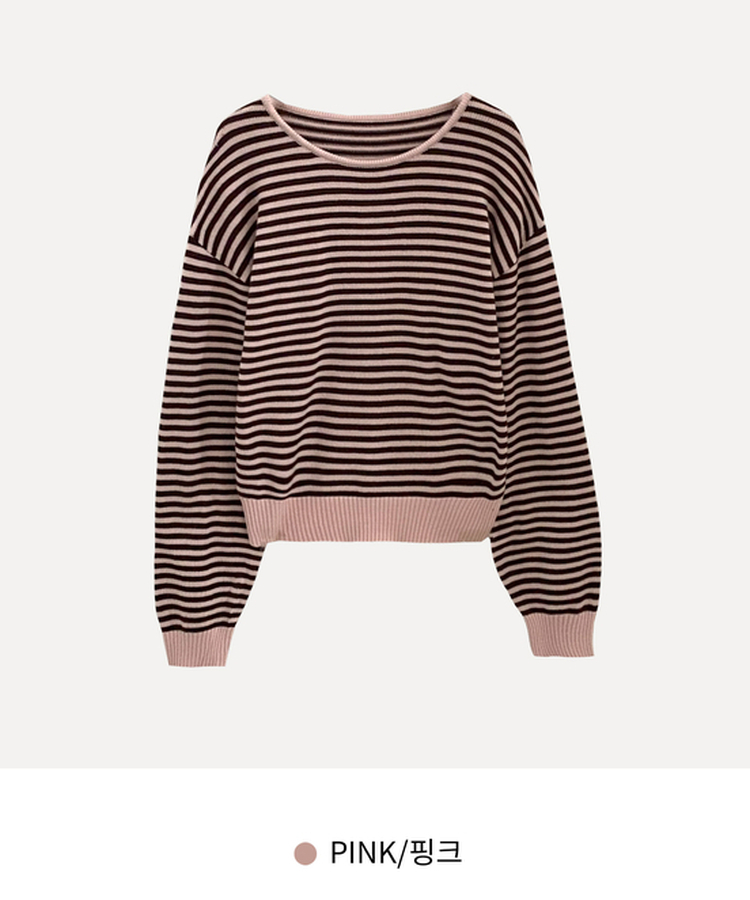 데이빈 스트라이프 라운드 긴팔니트 7color
