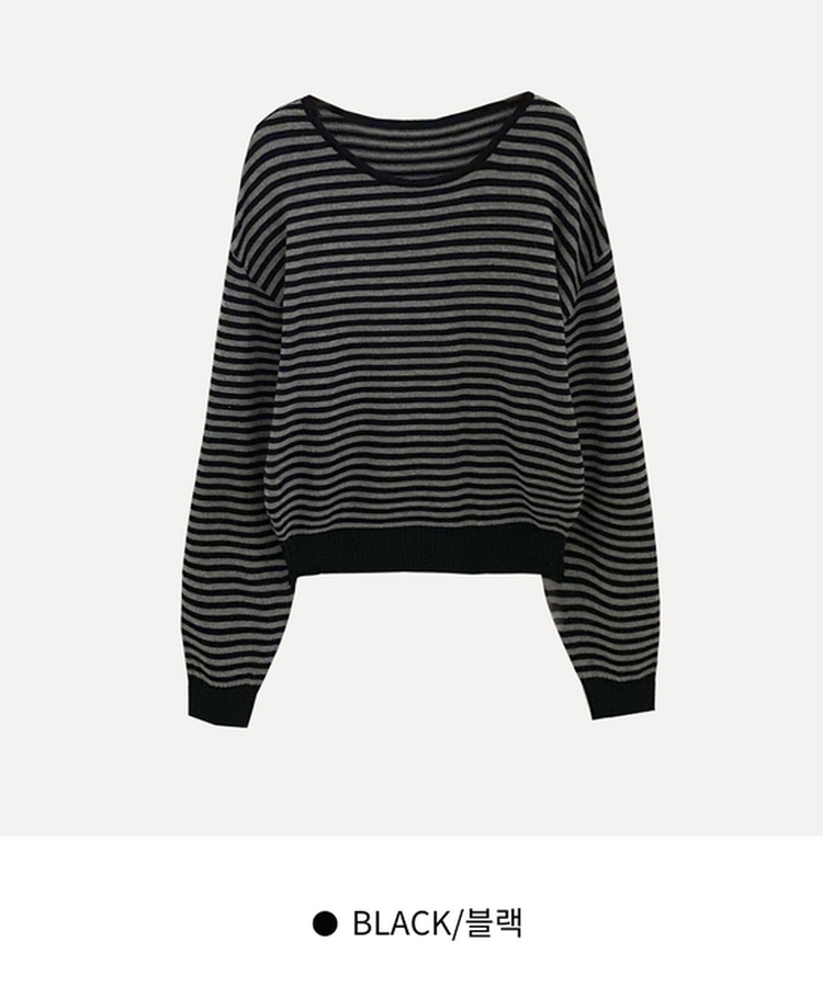 데이빈 스트라이프 라운드 긴팔니트 7color