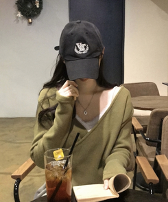 포리나 여리 오프숄더 슬림 랩니트 티셔츠 3color 올리브