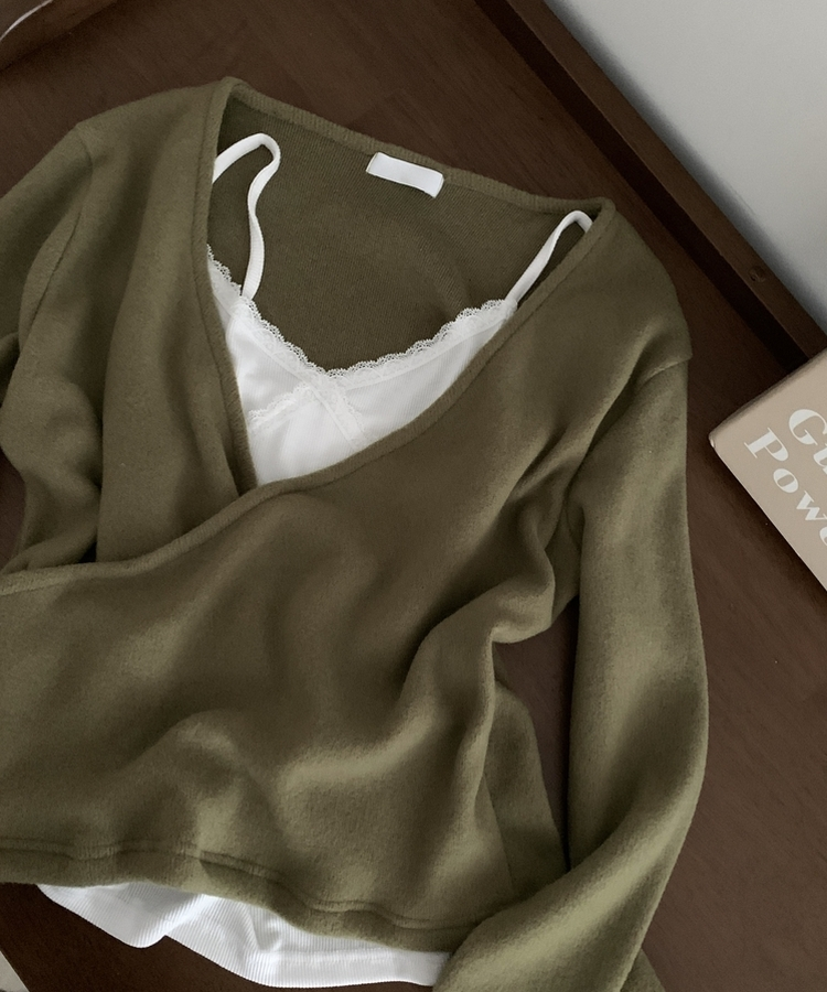 포리나 여리 오프숄더 슬림 랩니트 티셔츠 3color