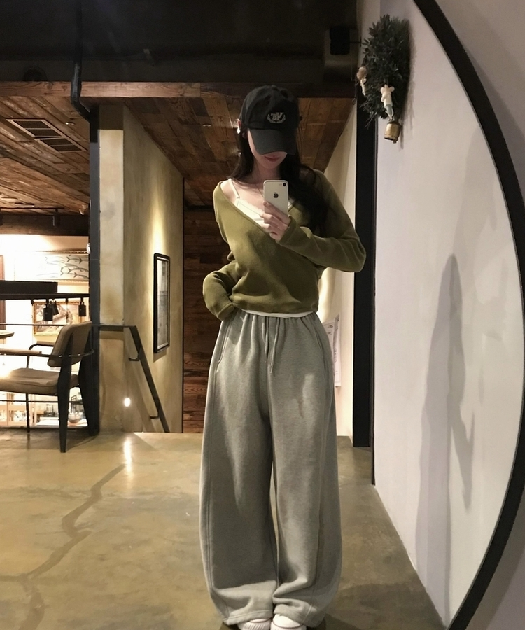 포리나 여리 오프숄더 슬림 랩니트 티셔츠 3color 올리브