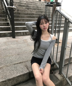 【SET】レイヤードトップス＋レースキャミソール GREY