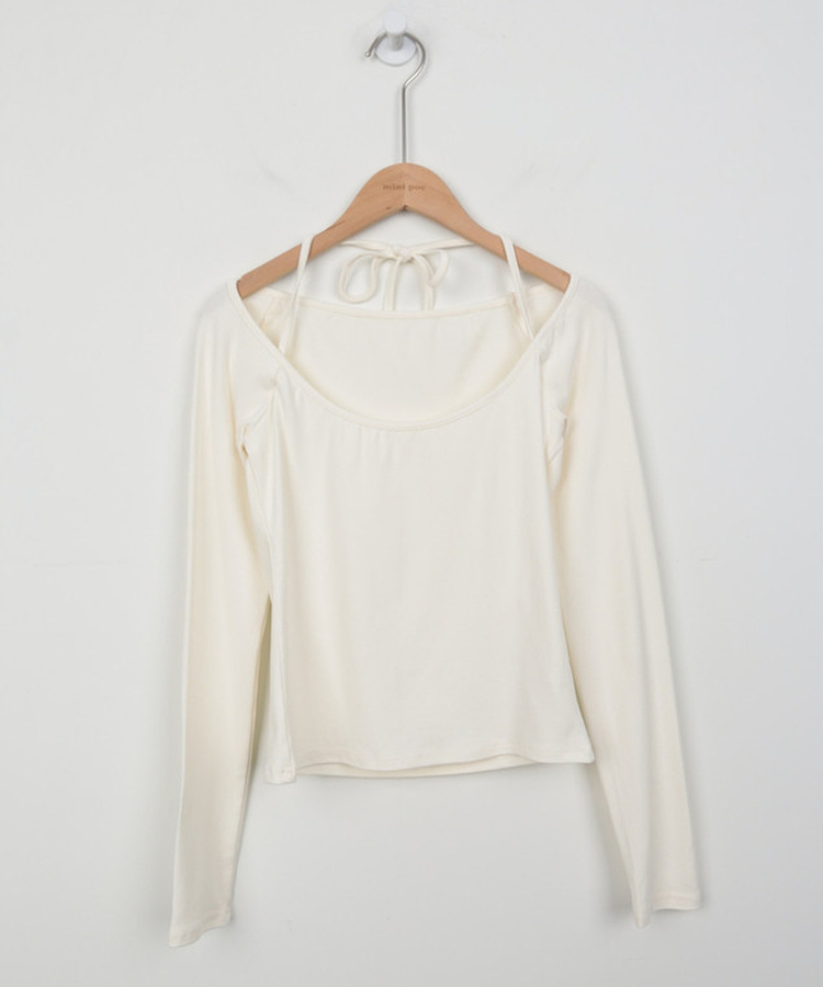 【SET】レイヤードトップス＋レースキャミソール