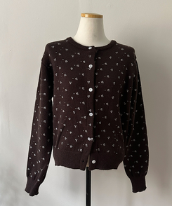 유즈 잔꽃 라운드 가디건