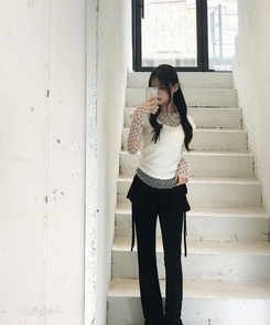 ドットシースルー長袖ブラウスTシャツ BEIGE