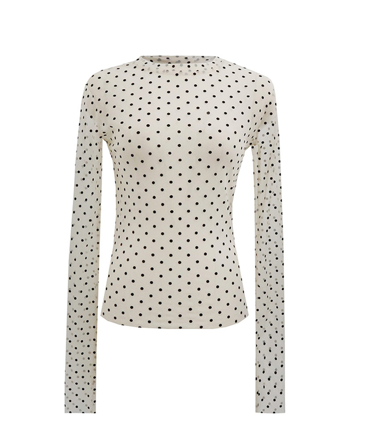 ドットシースルー長袖ブラウスTシャツ
