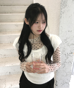 ブークレUネック半袖ニット IVORY