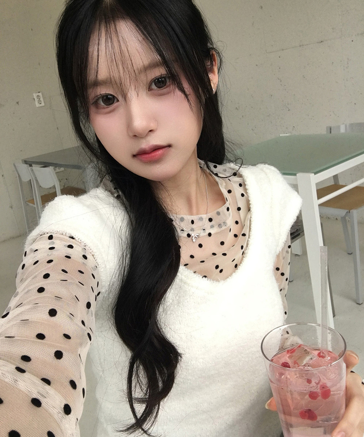 ブークレUネック半袖ニット IVORY