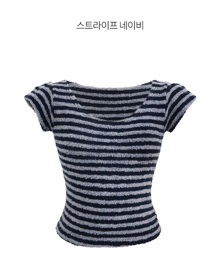 ブークレUネック半袖ニット