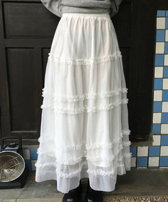 シフォンフレアロングスカート IVORY