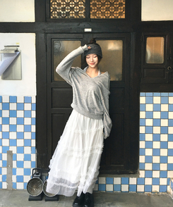 シフォンフレアロングスカート IVORY