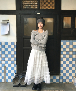 シフォンフレアロングスカート IVORY