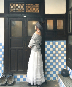 シフォンフレアロングスカート IVORY