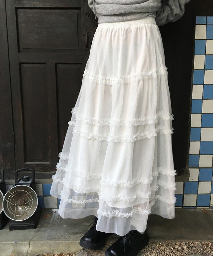シフォンフレアロングスカート IVORY