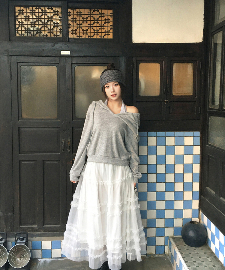 シフォンフレアロングスカート IVORY