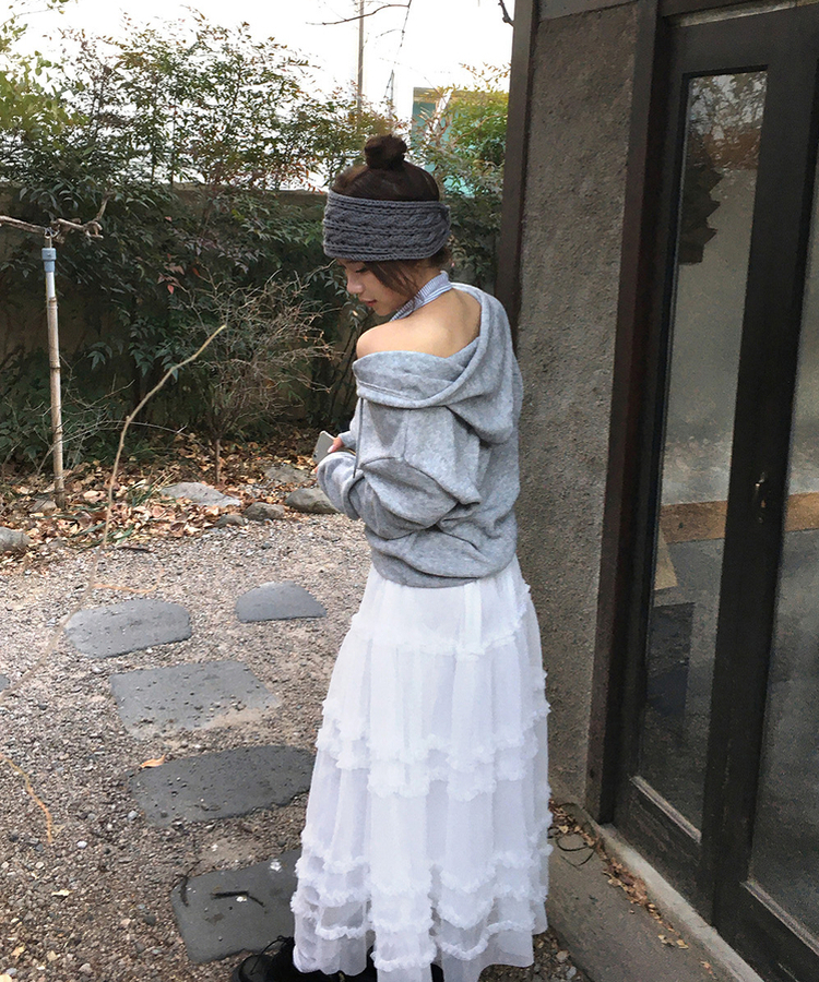 シフォンフレアロングスカート IVORY