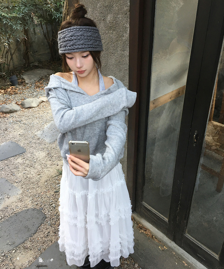 シフォンフレアロングスカート IVORY