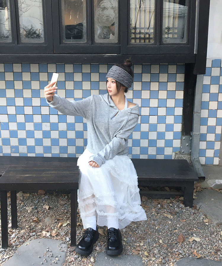 シフォンフレアロングスカート IVORY