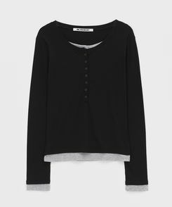 レイヤードヘンリーネック長袖Tシャツ
