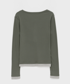 レイヤードヘンリーネック長袖Tシャツ