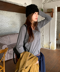 レイラウンドカーディガン(5color) GREY