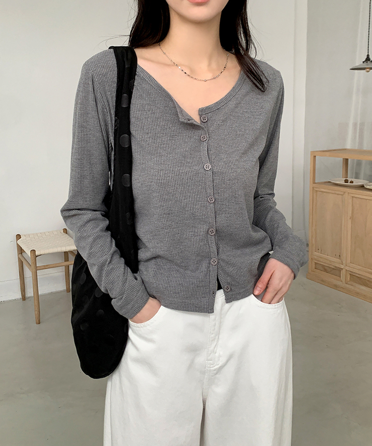 レイラウンドカーディガン(5color) GREY