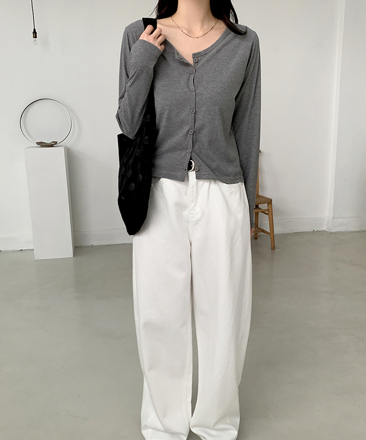 レイラウンドカーディガン(5color) GREY