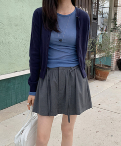 ソフトラウンドネックカーディガン NAVY