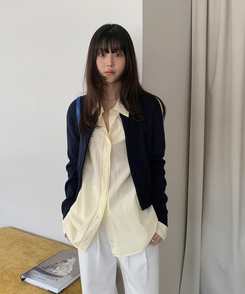 ソフトラウンドネックカーディガン NAVY