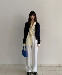 ソフトラウンドネックカーディガン NAVY