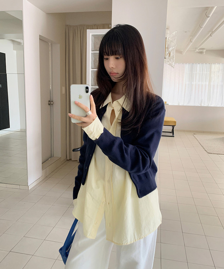 ソフトラウンドネックカーディガン NAVY