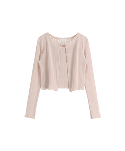 (キャミ＆カーディガンセット♥) リブ編みパンチングニットカーディガンセット