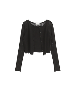 (キャミ＆カーディガンセット♥) リブ編みパンチングニットカーディガンセット