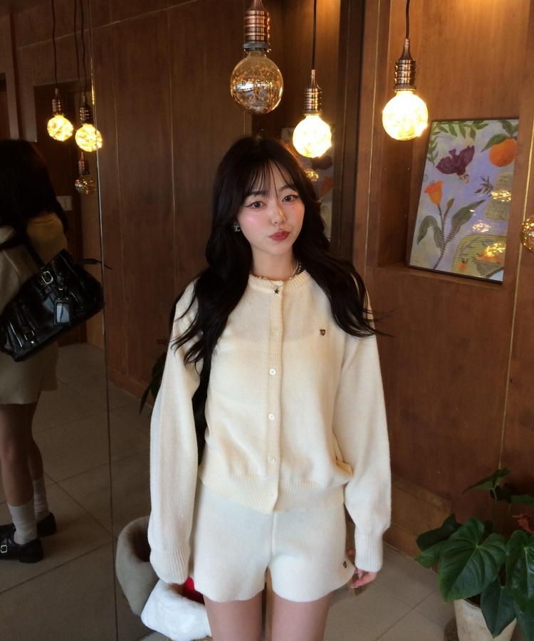 【✔기획】라운트 니트 가디건 숏팬츠 세트 아이보리