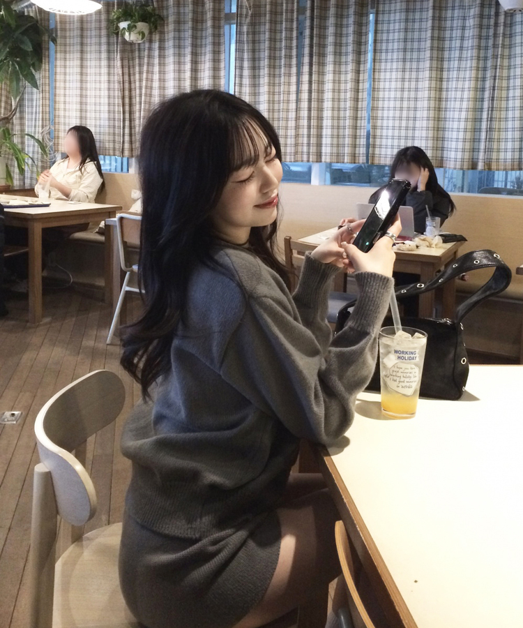 【✔기획】라운트 니트 가디건 숏팬츠 세트 먹색