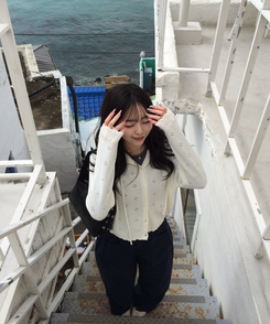 【✔기획】스카시 펀칭 후드 가디건 아이보리