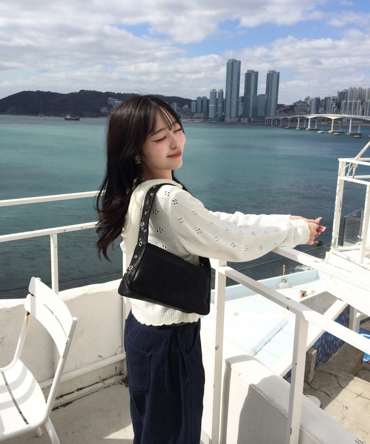 【✔기획】스카시 펀칭 후드 가디건 아이보리