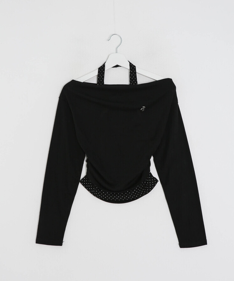 【✔기획】도트 레이어드 오프숄더 탑