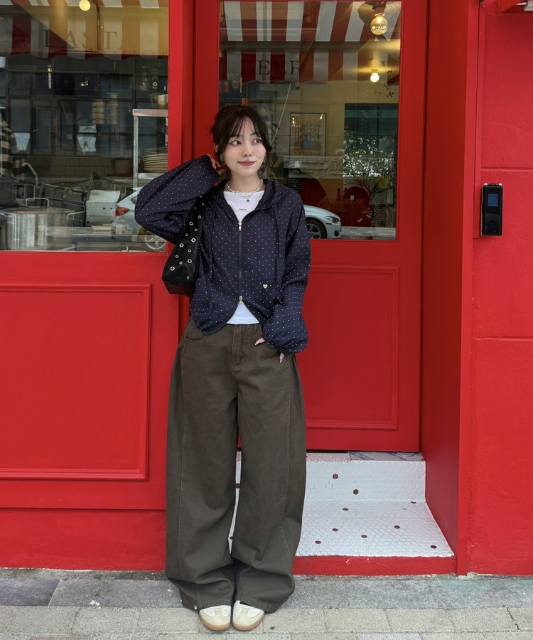 【✔기획】도트 후드 윈드브레이커 네이비