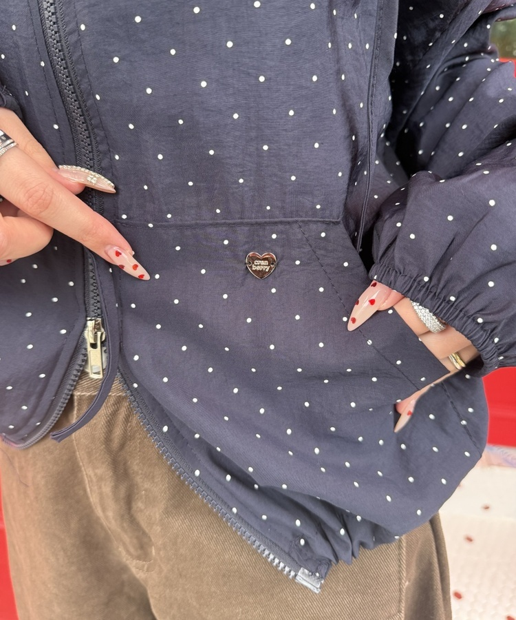 【✔기획】도트 후드 윈드브레이커 네이비