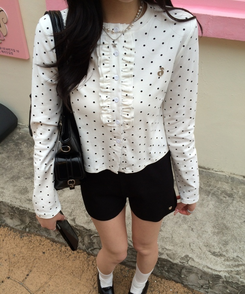 【✔企画】ドットフリルカーディガン IVORY